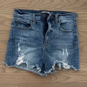 Altar'd State Blue Distressed Jean Shorts